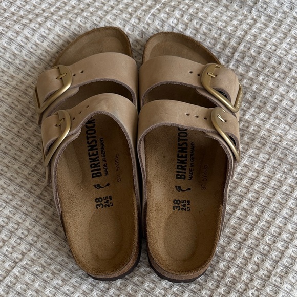 Birkenstock Beige Sandals with Brass Buckles - Picture 2 of 7